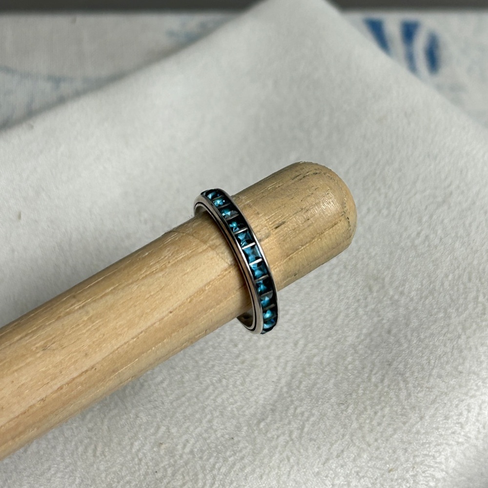 Brighton Blue Eternal Ring Stackable Silver Plate… - image 1